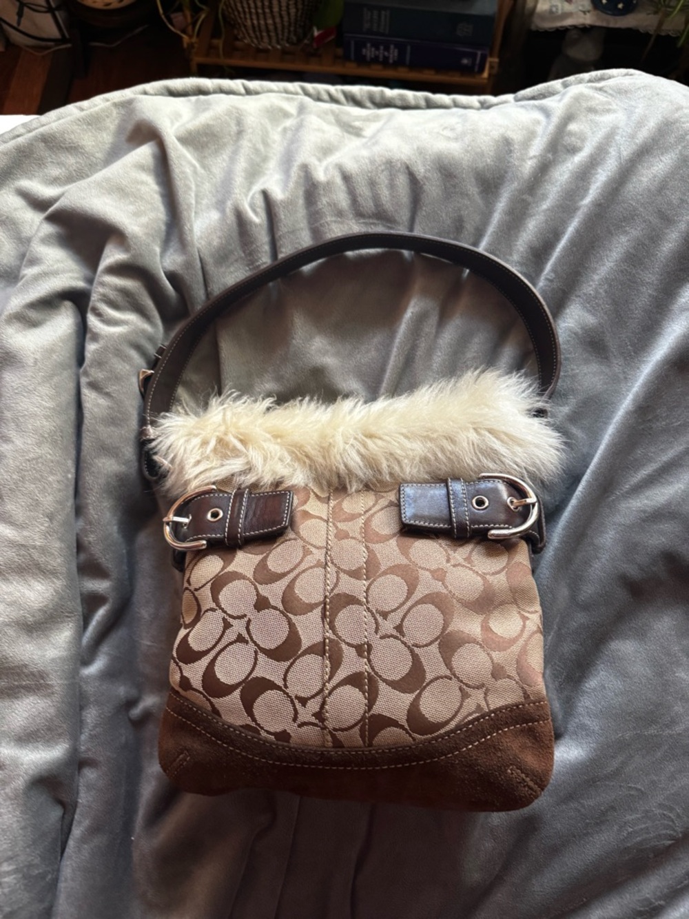 coach fur shearling bag